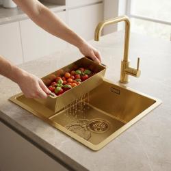 gold-kitchen-sink-with-vegetable-basket
